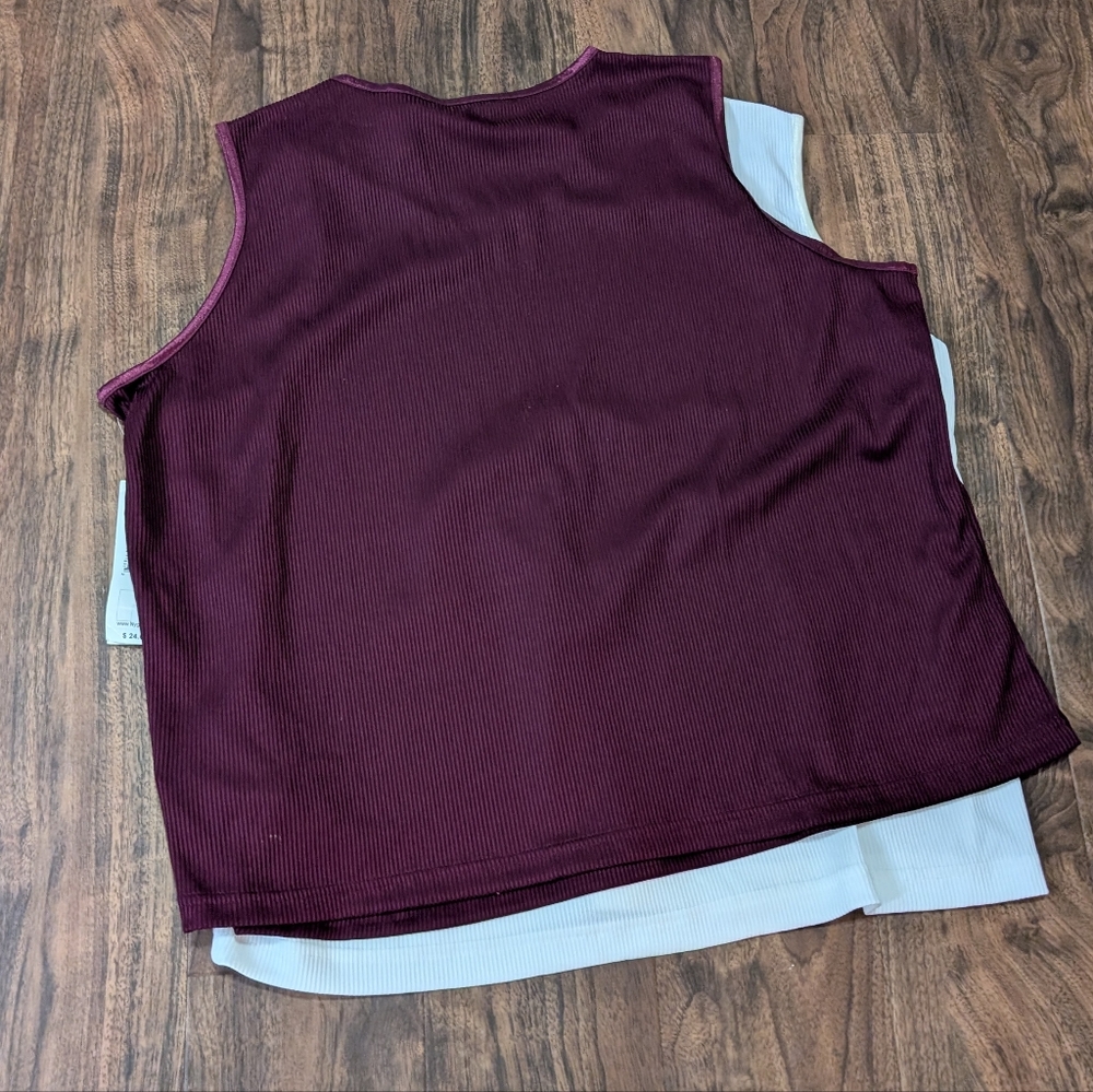 NWT Alia White and Purple Sleeveless Tops - Picture 3 of 4